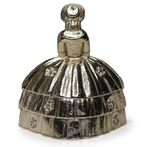 Vintage Little Bo Peep Gold Copper Hand Bell England Crinoline Lady Victorian - Picture 3 of 9